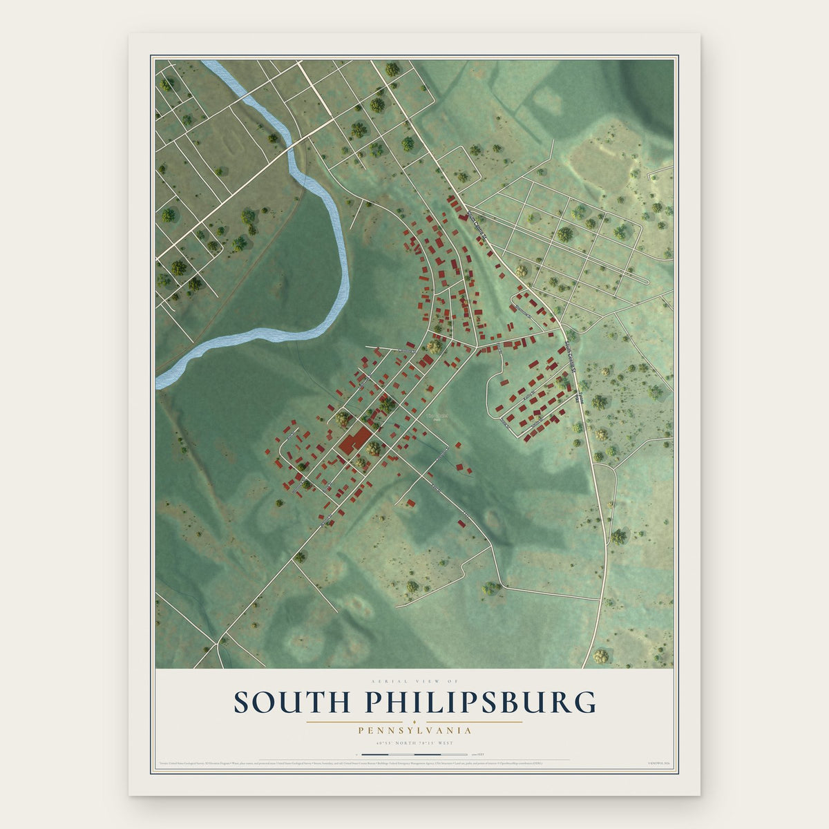 South Philipsburg, Pennsylvania map print, the full design