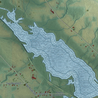 Second close-up of the map of South Pymatuning, Pennsylvania print showing more streets and buildings