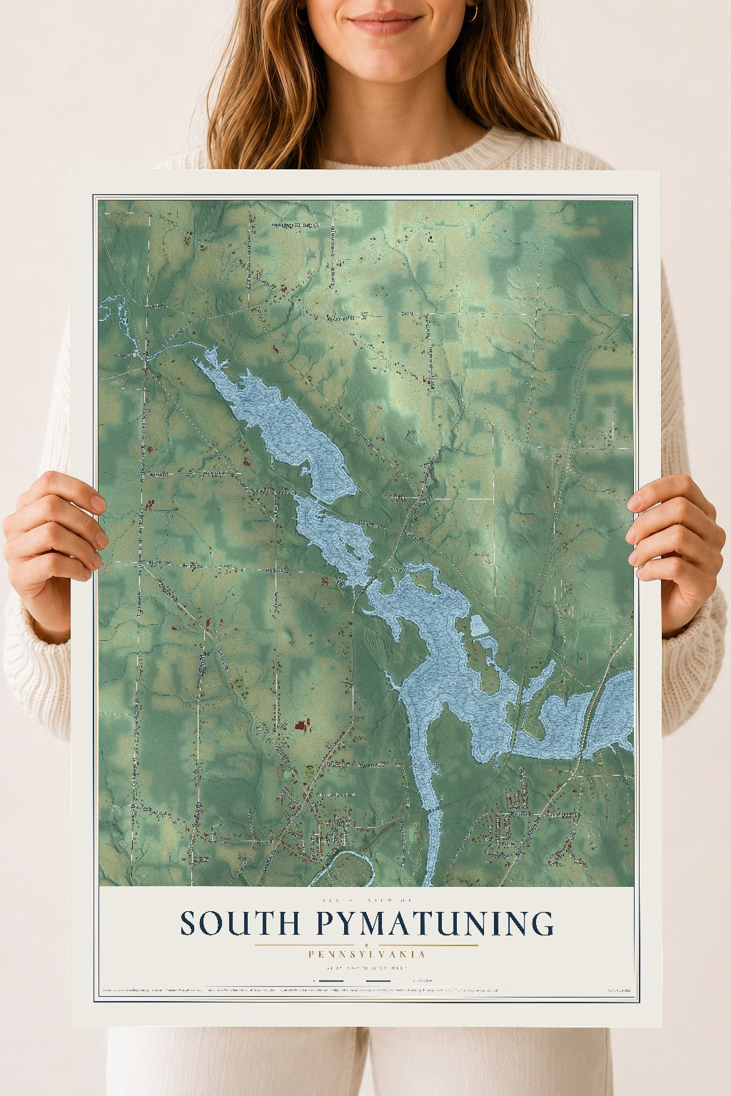 Map of South Pymatuning, Pennsylvania, 18 x 24 inch unframed archival matte print