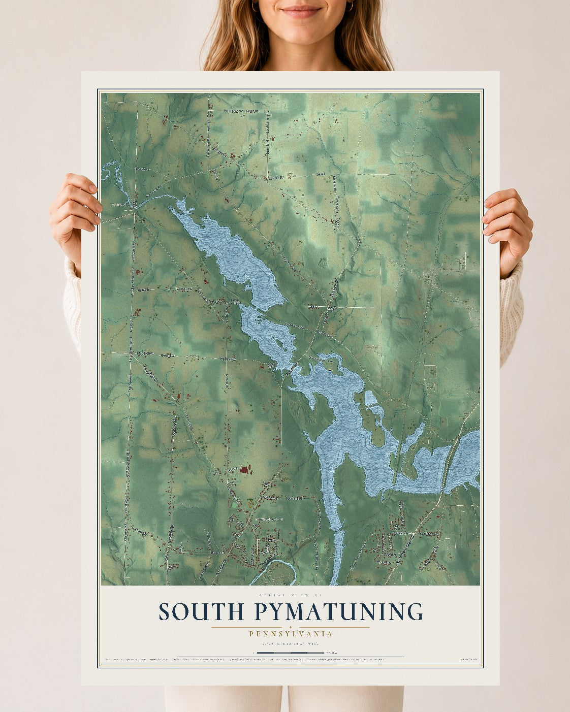 Map of South Pymatuning, Pennsylvania, 24 x 36 inch unframed archival matte print