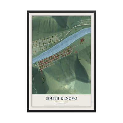 Map of South Renovo, Pennsylvania, 12 x 18 inch print in a black wood frame