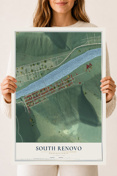 Map of South Renovo, Pennsylvania, 18 x 24 inch unframed archival matte print