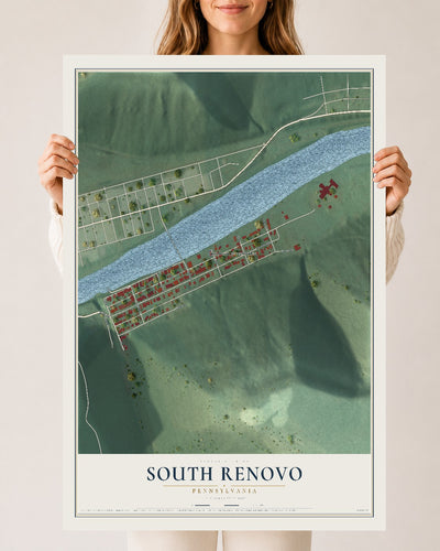 Map of South Renovo, Pennsylvania, 24 x 36 inch unframed archival matte print