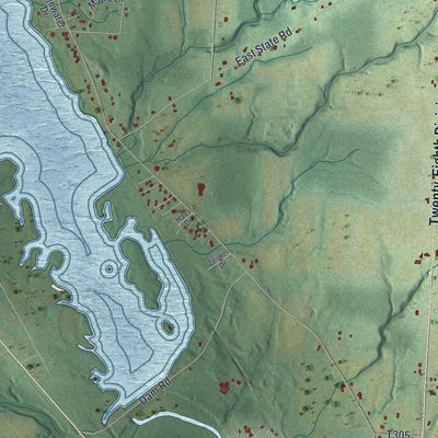 Second close-up of the map of South Shenango, Pennsylvania print showing more streets and buildings