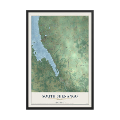 Map of South Shenango, Pennsylvania, 12 x 18 inch print in a black wood frame
