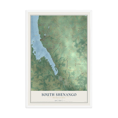 Map of South Shenango, Pennsylvania, 12 x 18 inch print in a white wood frame