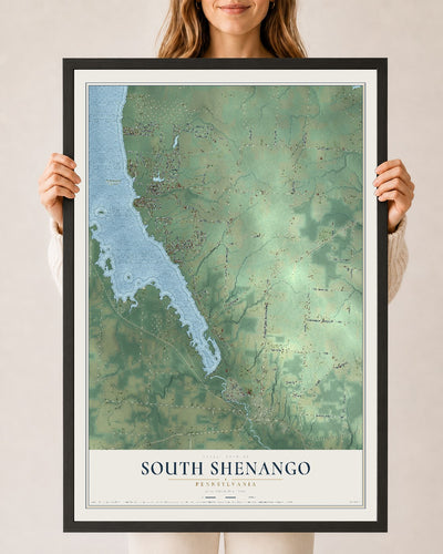 Map of South Shenango, Pennsylvania, 24 x 36 inch print in a black wood frame