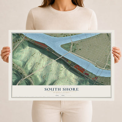 Map of South Shore, Pennsylvania, 12 x 18 inch unframed archival matte print