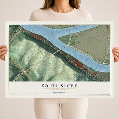 Map of South Shore, Pennsylvania, 18 x 24 inch unframed archival matte print