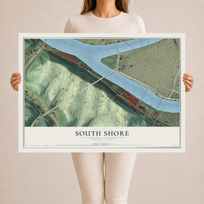 Map of South Shore, Pennsylvania, 24 x 36 inch unframed archival matte print