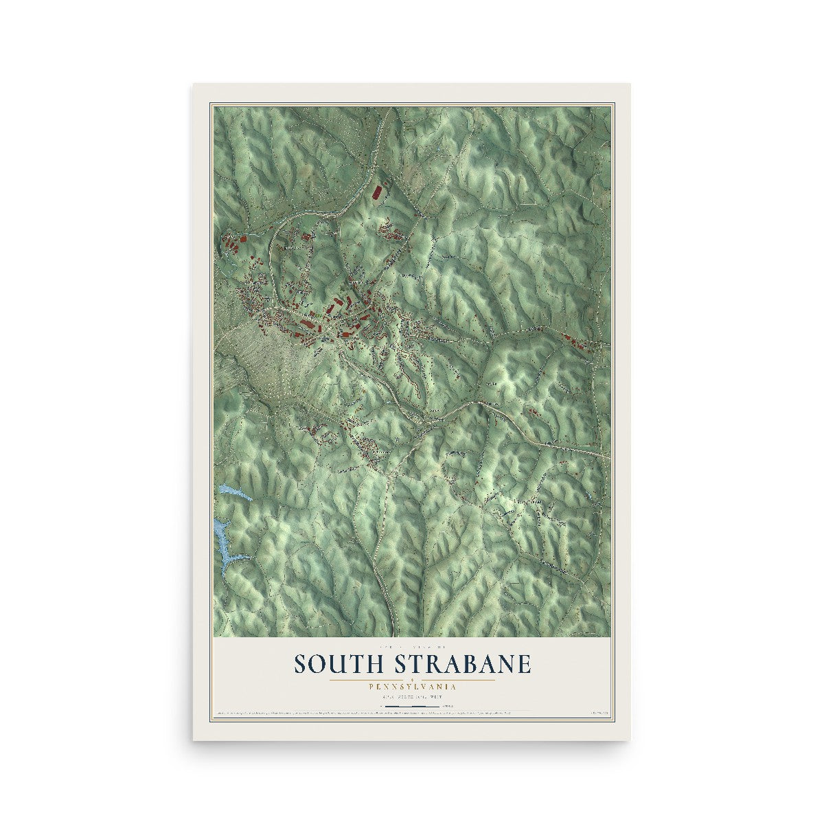 Map of South Strabane, Pennsylvania, 12 x 18 inch unframed archival matte print