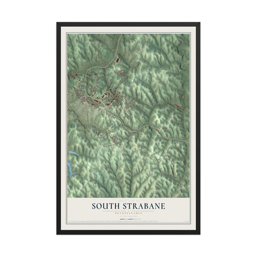 Map of South Strabane, Pennsylvania, 12 x 18 inch print in a black wood frame