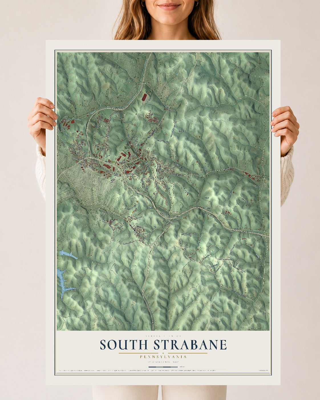 Map of South Strabane, Pennsylvania, 24 x 36 inch unframed archival matte print