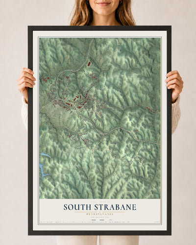 Map of South Strabane, Pennsylvania, 24 x 36 inch print in a black wood frame