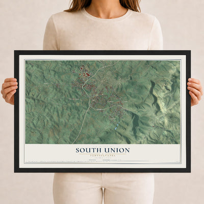 Map of South Union, Pennsylvania, 12 x 18 inch print in a black wood frame