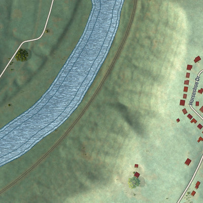 Second close-up of the map of South Versailles, Pennsylvania print showing more streets and buildings