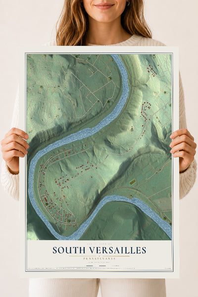 Map of South Versailles, Pennsylvania, 18 x 24 inch unframed archival matte print
