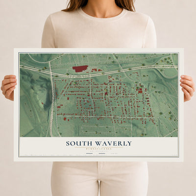 Map of South Waverly, Pennsylvania, 12 x 18 inch unframed archival matte print