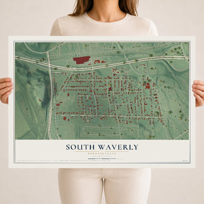 Map of South Waverly, Pennsylvania, 18 x 24 inch unframed archival matte print