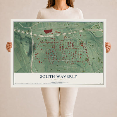 Map of South Waverly, Pennsylvania, 24 x 36 inch unframed archival matte print