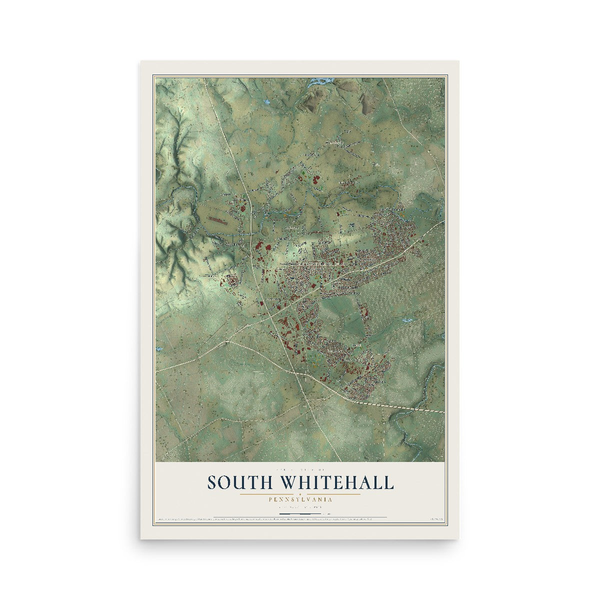 Map of South Whitehall, Pennsylvania, 12 x 18 inch unframed archival matte print