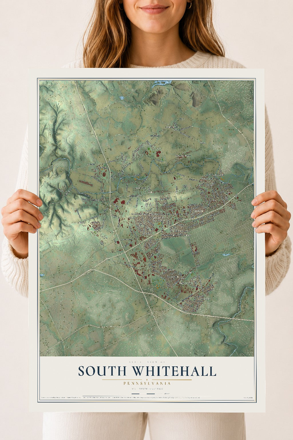 Map of South Whitehall, Pennsylvania, 18 x 24 inch unframed archival matte print