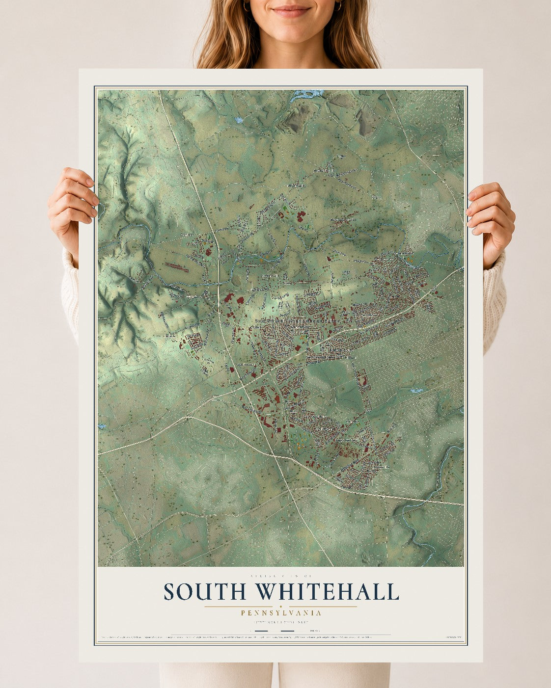 Map of South Whitehall, Pennsylvania, 24 x 36 inch unframed archival matte print