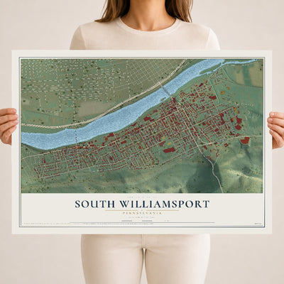 Map of South Williamsport, Pennsylvania, 18 x 24 inch unframed archival matte print