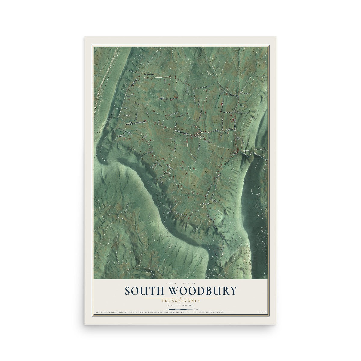 Map of South Woodbury, Pennsylvania, 12 x 18 inch unframed archival matte print