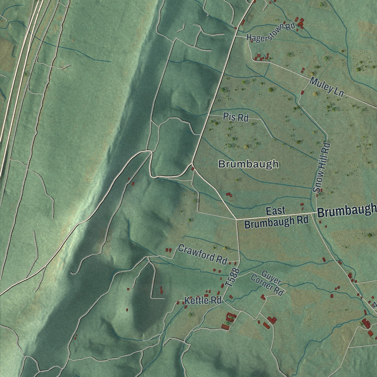 Second close-up of the map of South Woodbury, Pennsylvania print showing more streets and buildings