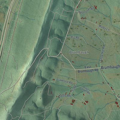 Second close-up of the map of South Woodbury, Pennsylvania print showing more streets and buildings