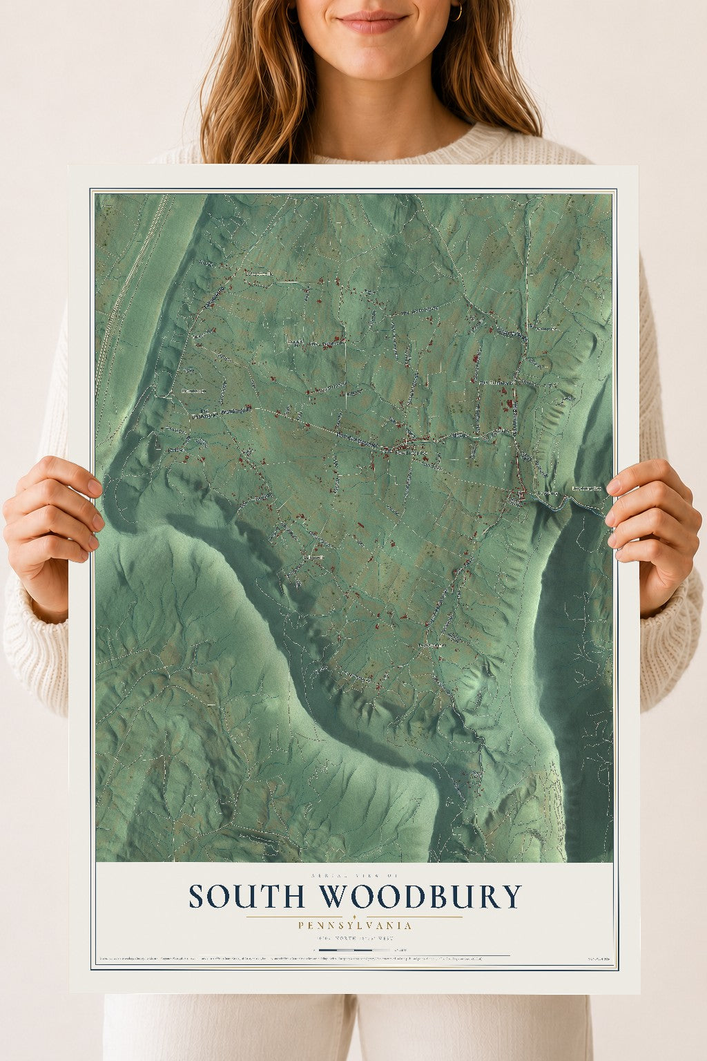 Map of South Woodbury, Pennsylvania, 18 x 24 inch unframed archival matte print