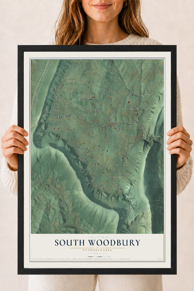 Map of South Woodbury, Pennsylvania, 18 x 24 inch print in a black wood frame