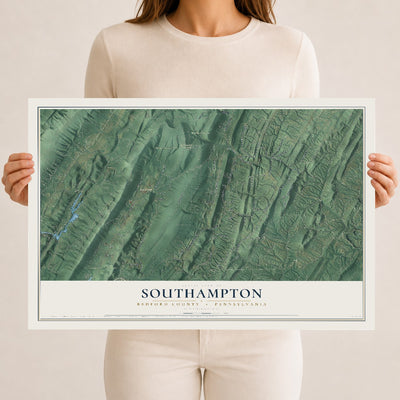 Map of Southampton, Bedford County, Pennsylvania, 12 x 18 inch unframed archival matte print