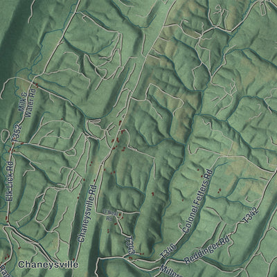 Close-up of the map of Southampton, Bedford County, Pennsylvania print showing street and building detail
