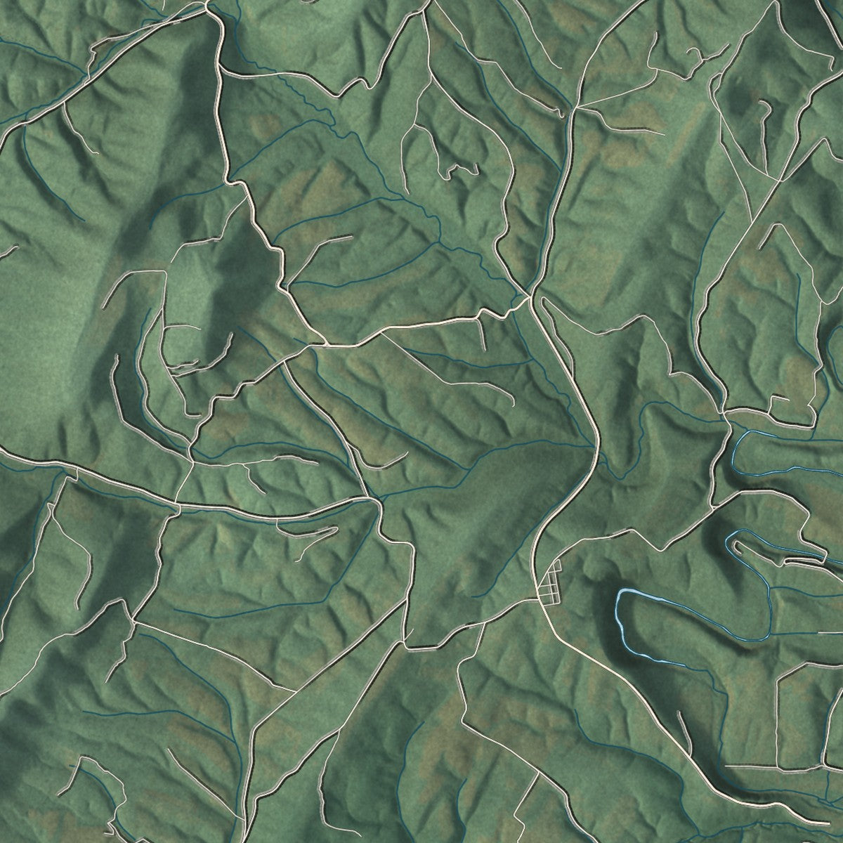 Second close-up of the map of Southampton, Bedford County, Pennsylvania print showing more streets and buildings