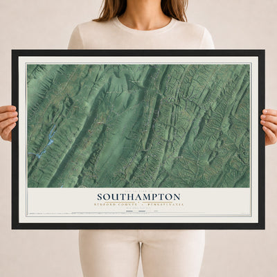 Map of Southampton, Bedford County, Pennsylvania, 18 x 24 inch print in a black wood frame