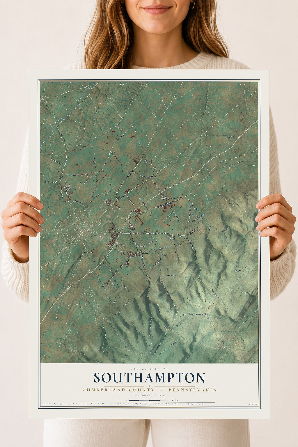 Map of Southampton, Cumberland County, Pennsylvania, 18 x 24 inch unframed archival matte print
