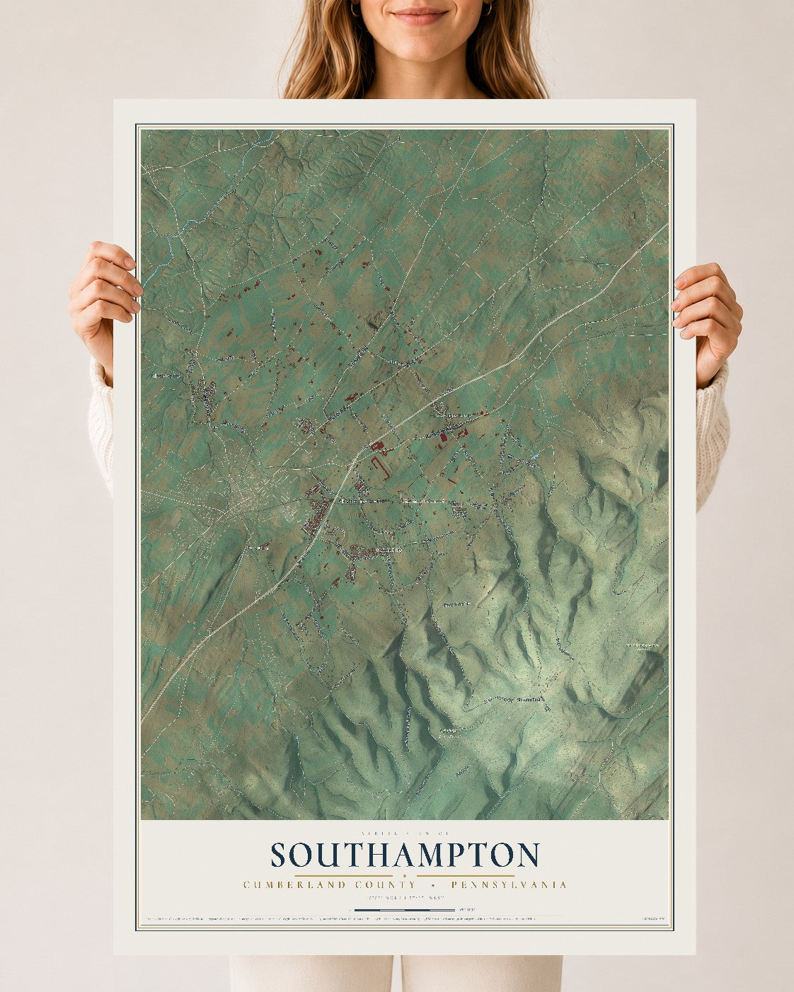Map of Southampton, Cumberland County, Pennsylvania, 24 x 36 inch unframed archival matte print