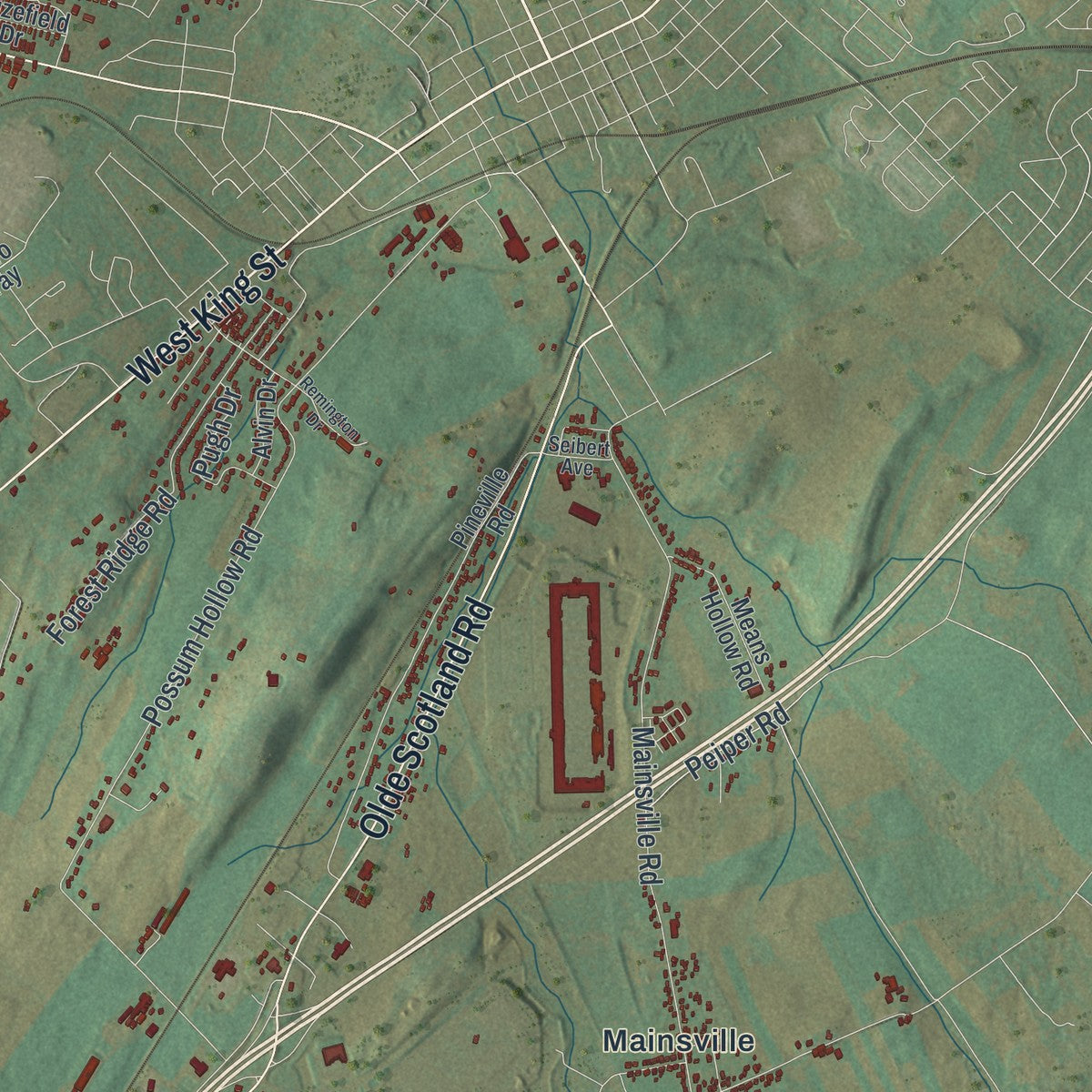 Close-up of the map of Southampton, Franklin County, Pennsylvania print showing street and building detail