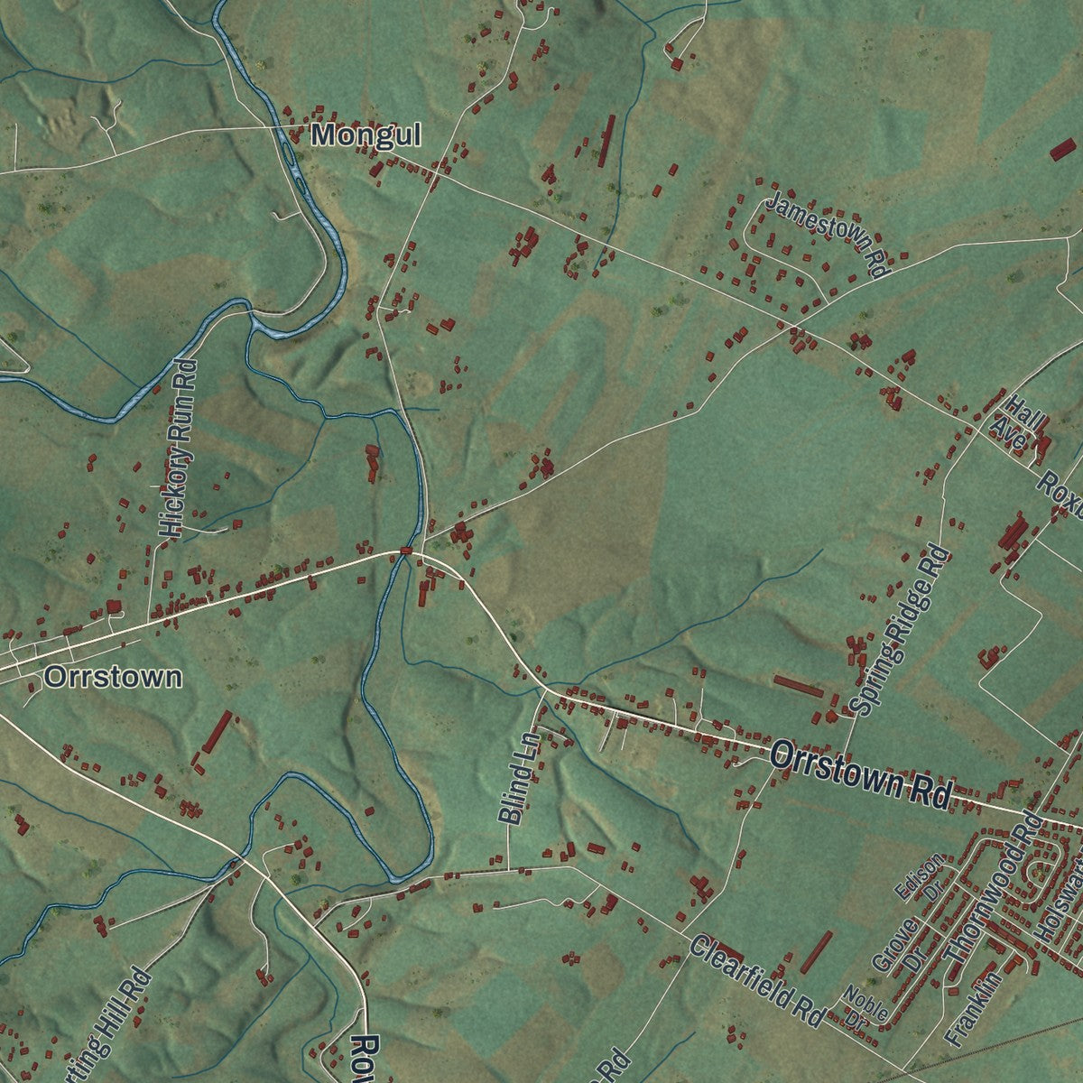 Second close-up of the map of Southampton, Franklin County, Pennsylvania print showing more streets and buildings