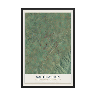 Map of Southampton, Franklin County, Pennsylvania, 12 x 18 inch print in a black wood frame