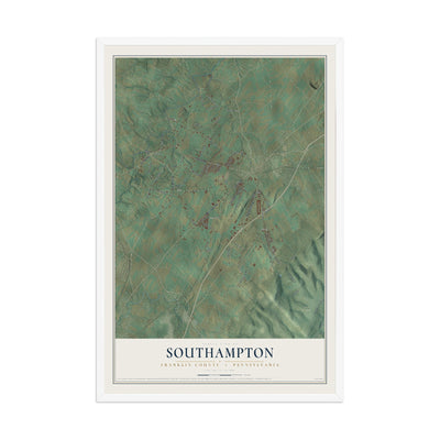 Map of Southampton, Franklin County, Pennsylvania, 12 x 18 inch print in a white wood frame