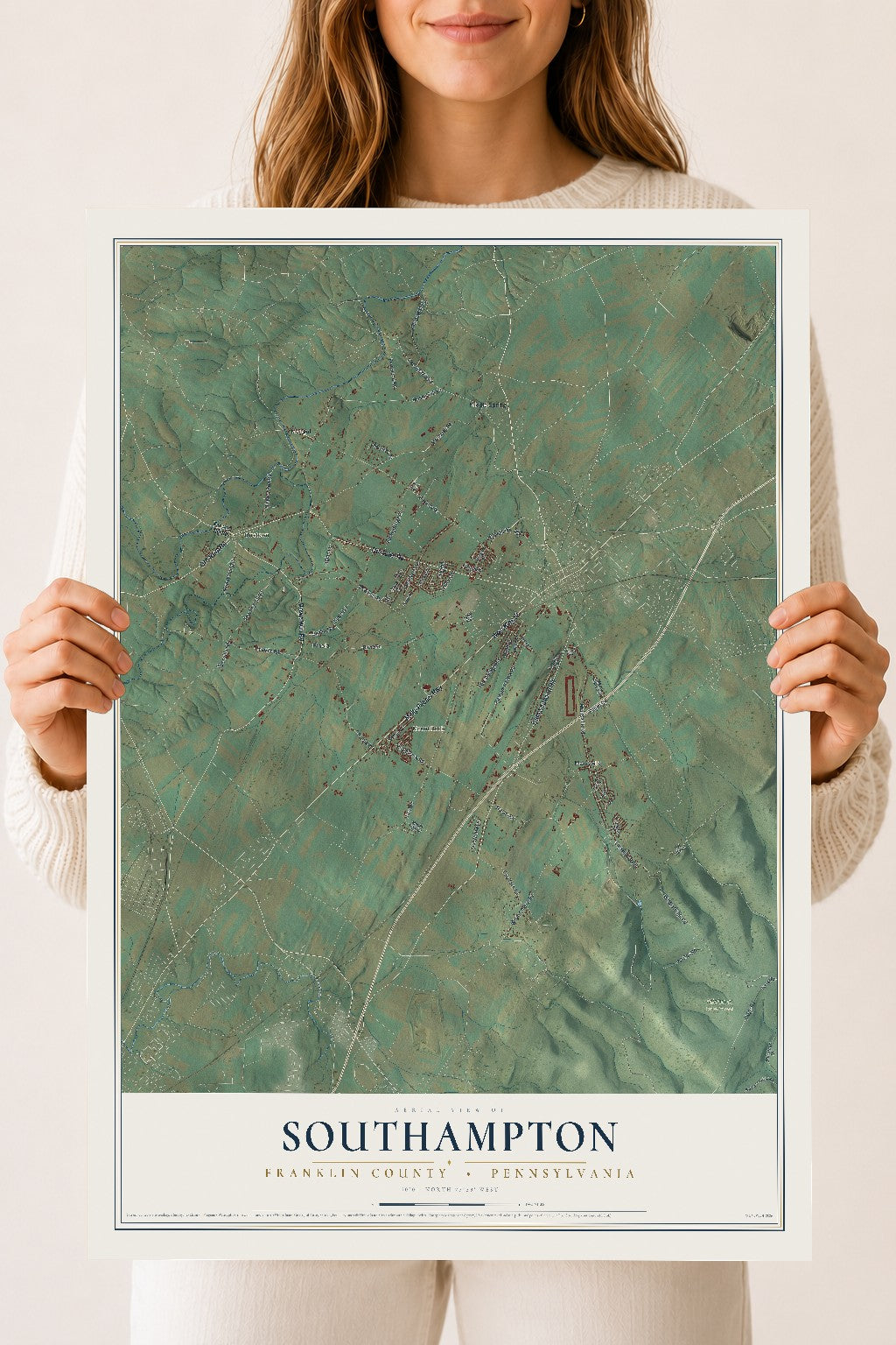 Map of Southampton, Franklin County, Pennsylvania, 18 x 24 inch unframed archival matte print