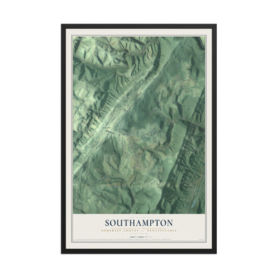 Map of Southampton, Somerset County, Pennsylvania, 12 x 18 inch print in a black wood frame