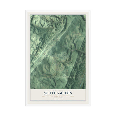 Map of Southampton, Somerset County, Pennsylvania, 12 x 18 inch print in a white wood frame