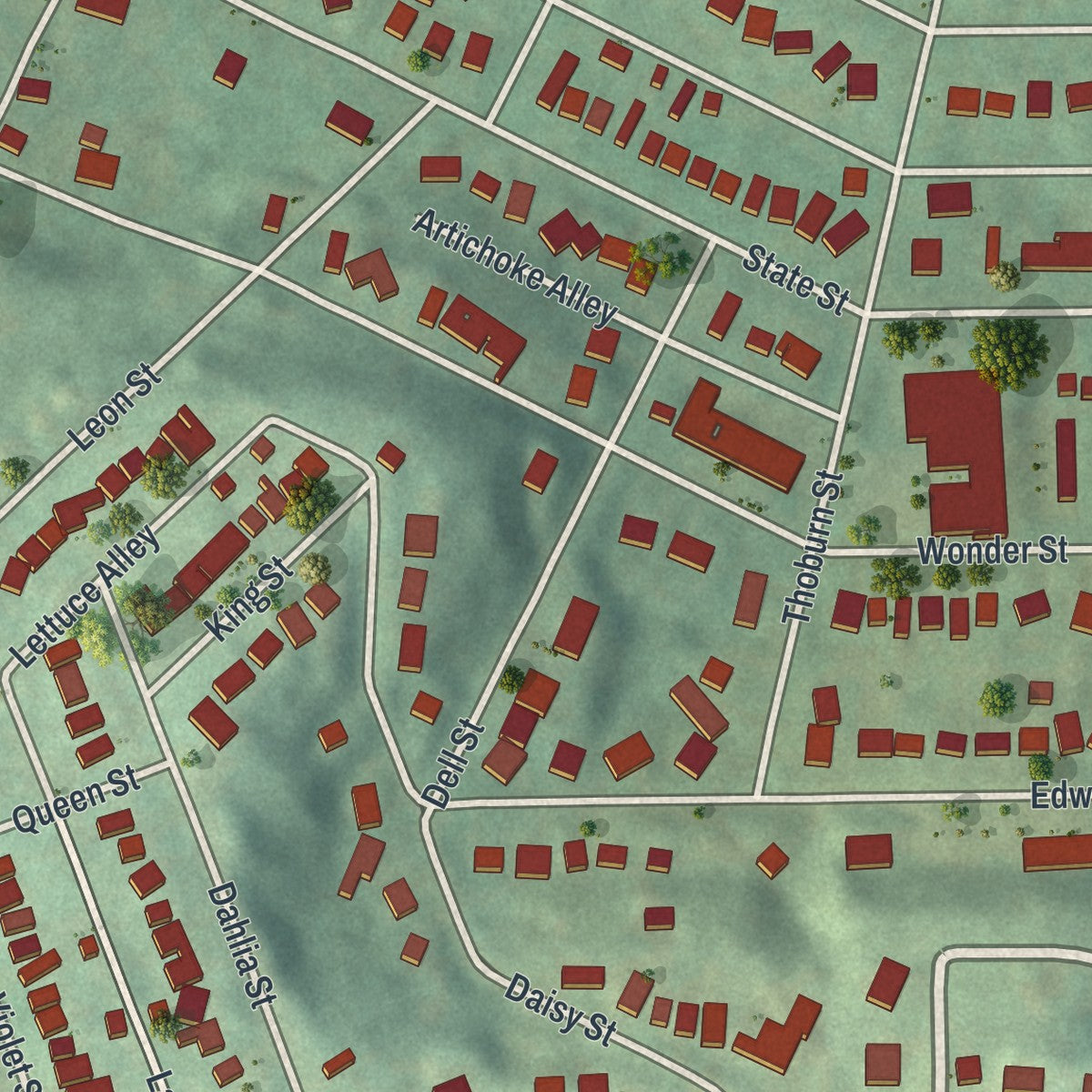 Close-up of the map of Southmont, Pennsylvania print showing street and building detail