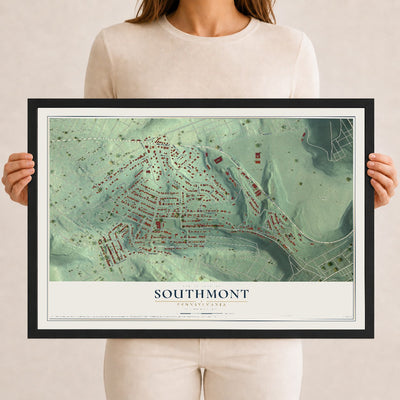 Map of Southmont, Pennsylvania, 12 x 18 inch print in a black wood frame