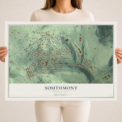 Map of Southmont, Pennsylvania, 18 x 24 inch unframed archival matte print