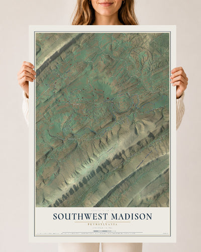 Map of Southwest Madison, Pennsylvania, 24 x 36 inch unframed archival matte print